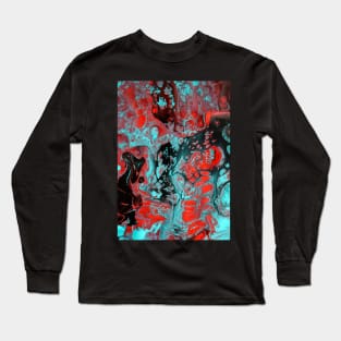 Crimson Cavern - Acrylic Paint Pour Long Sleeve T-Shirt